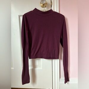 Divided Maroon Mock Neck